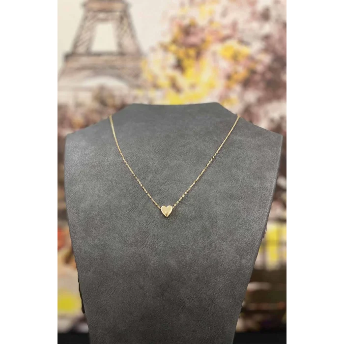 Altın Kaplama Minimal Kalp Tasarım İnce Zincirli Kolye 40 cm