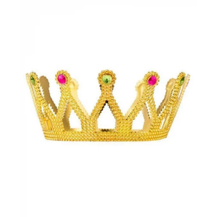 Altın Renk Çocuk Ve Yetişkin Uyumlu Kraliçe Tacı Prenses Tacı 8x25 Cm