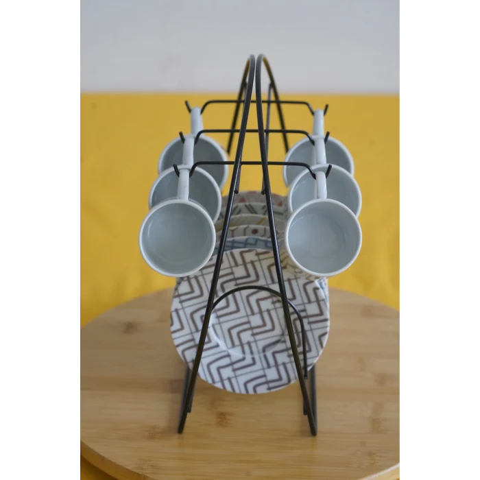 Askılı Yuvarlak Fincan Standı, Siyah Fincan Standı, Fincan Takımı Standı