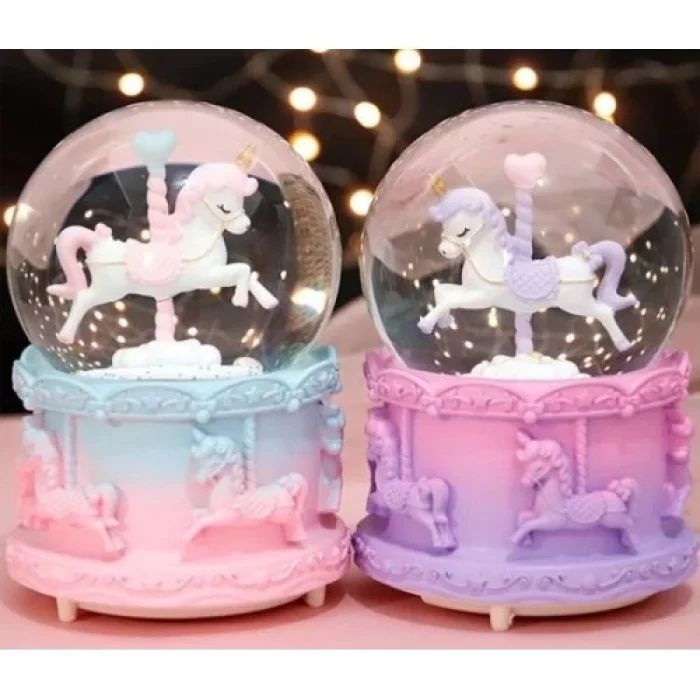 Mini Boy Işıklı Unicorn Kar Küresi