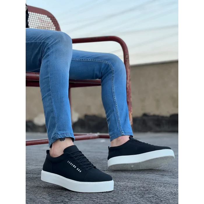 BA0104 Bağcıklı  Nubuk Spor Klasik Siyah Erkek Ayakkabı