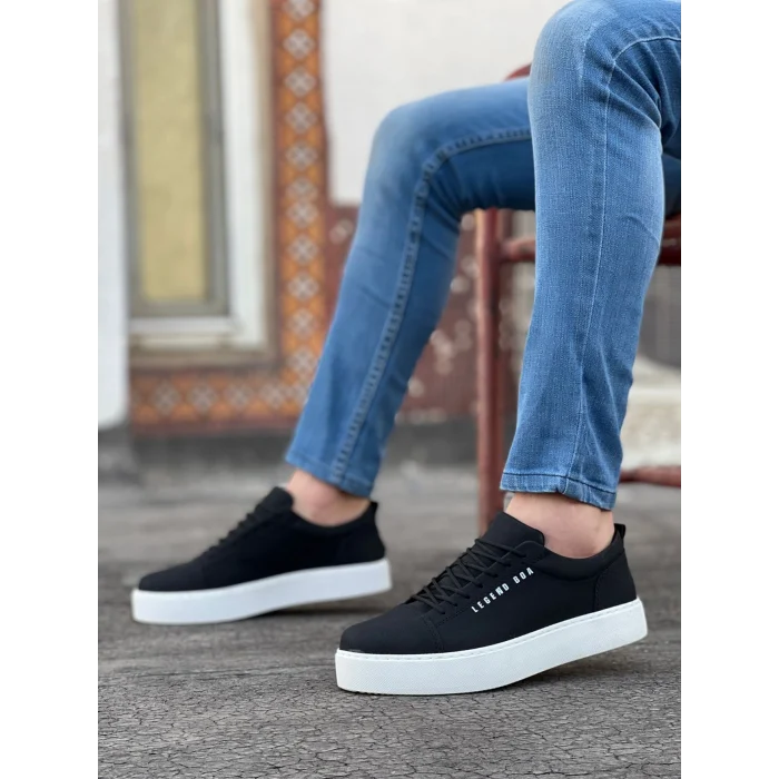 BA0104 Bağcıklı  Nubuk Spor Klasik Siyah Erkek Ayakkabı