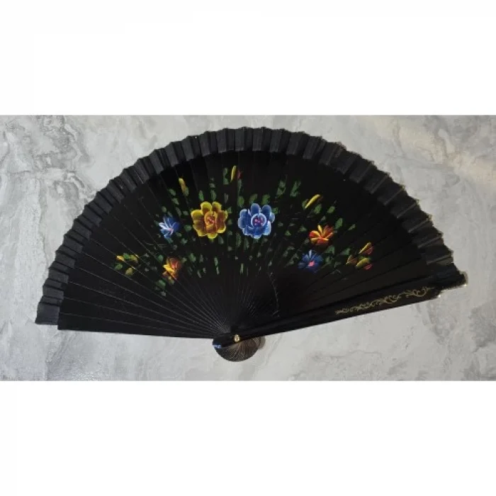 Bambu Çift Taraflı Siyah Yelpaze 12li Paket