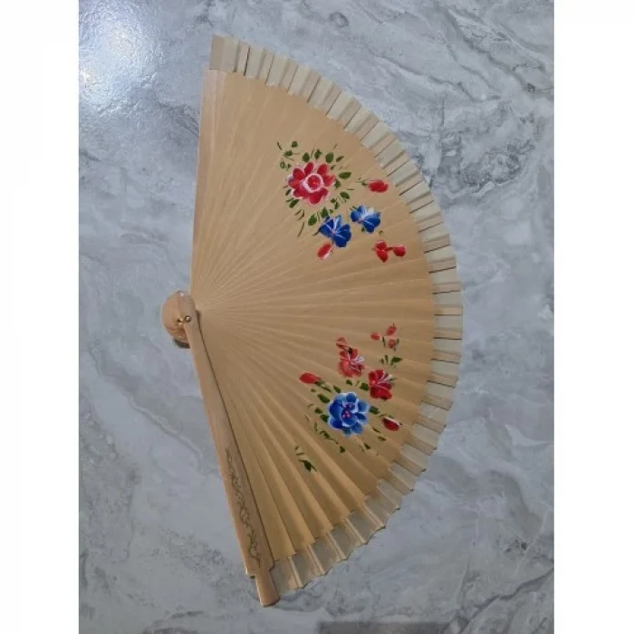 12li Bambu Çift Taraflı Renkli Yelpaze