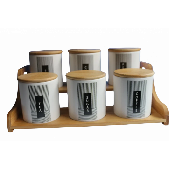 Bambu Standlı 6lı Baharat Seti