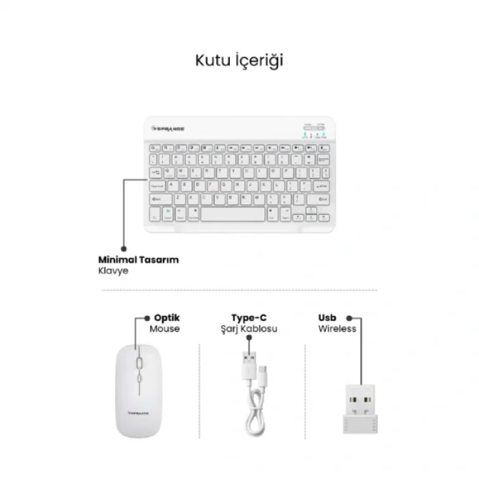 Beyaz Kablosuz Klavye Ve Mouse Seti