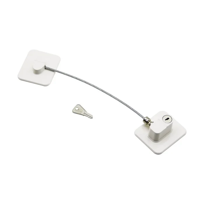 Beyaz Plaka   Halatlı  Emniyet Kilit  5x6cm Yapışkanlı Montaj=2pcs Plaka   Halat=18.8cm