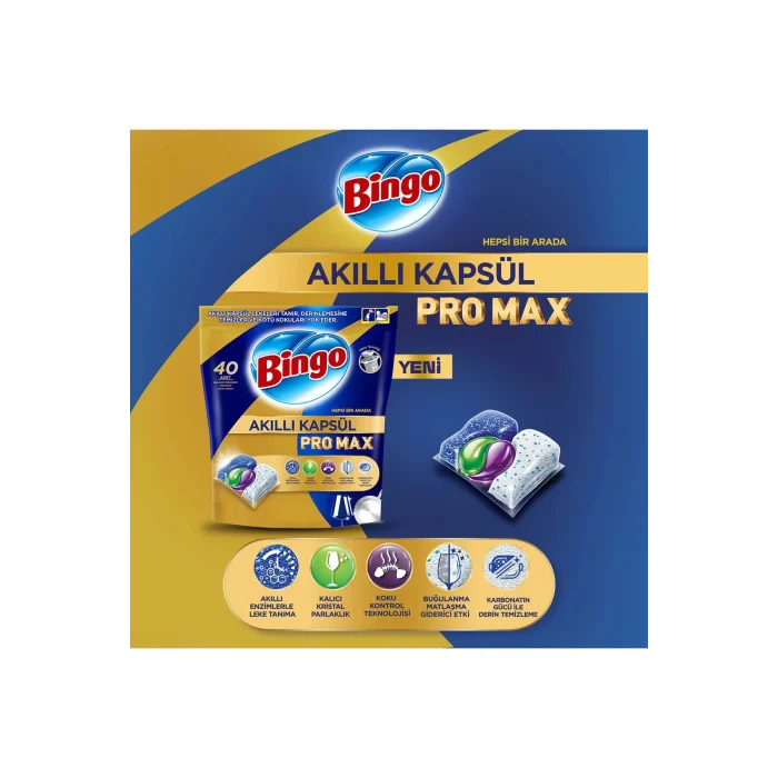 Bingo Akıllı Kapsül Pro Max Bulaşık Makinesi Deterjanı 20 Adet