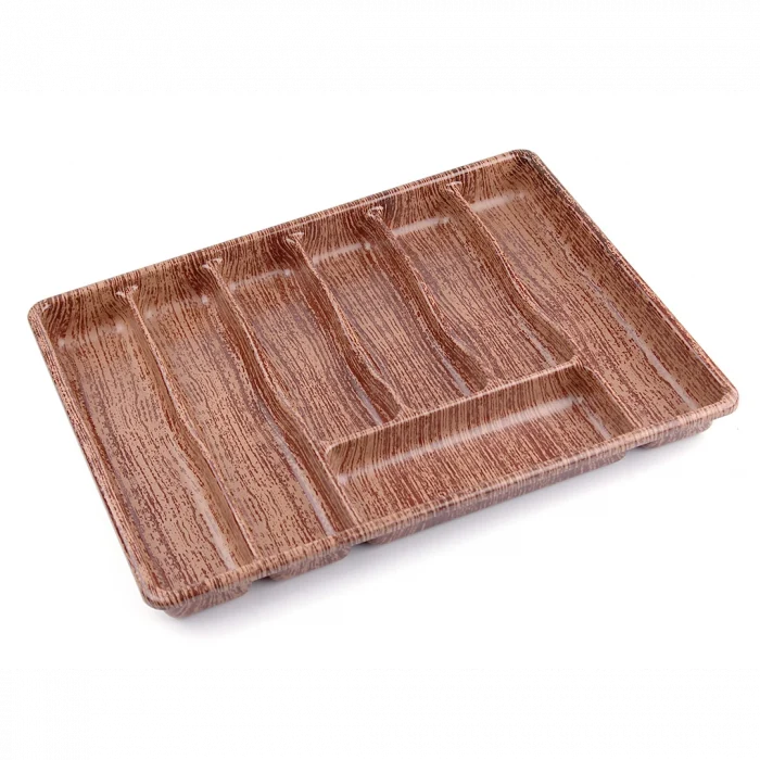 Büyük - Ahşap Renk - 7 Bölmeli Çekmece İçi Kaşıklık 50x37cm