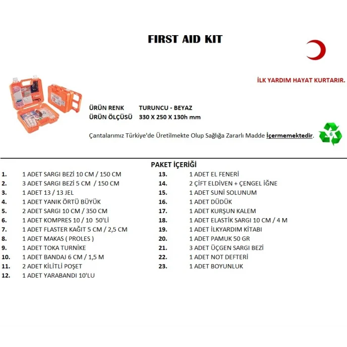 Büyük Boy İlk Yardım Seti First Aid Kit