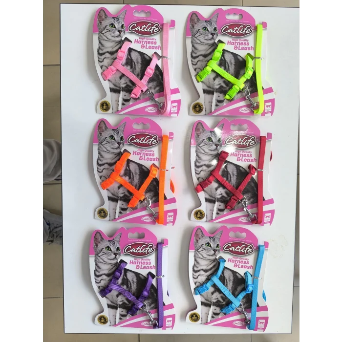 Catlife Kedi Göğüs Bel Tasması + Gezdirme İpi