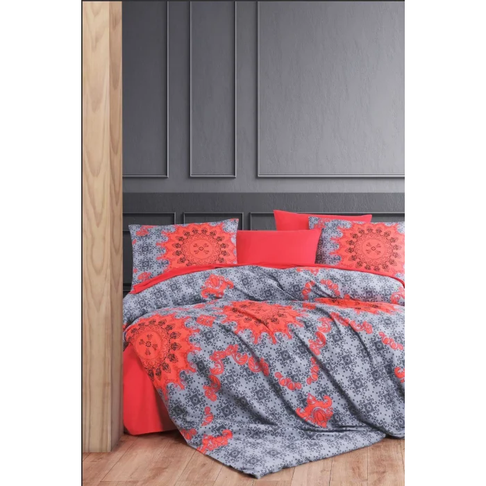 Çift Kişilik Nevresim Takımı Pamuklu Asil Kırmızı