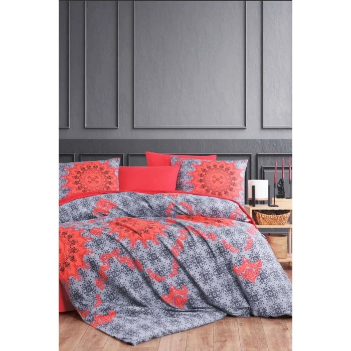 Çift Kişilik Nevresim Takımı Pamuklu Asil Kırmızı