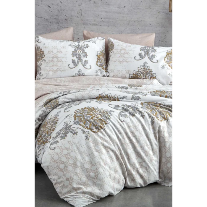 Çift Kişilik Nevresim Takımı Pamuklu Bej Asalet