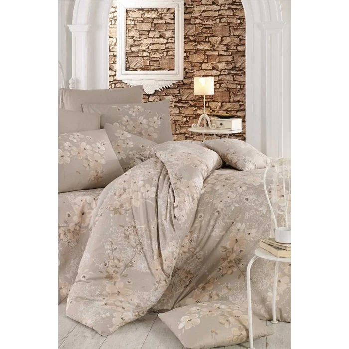 Çift Kişilik Nevresim Takımı Pamuklu Bej Bahar