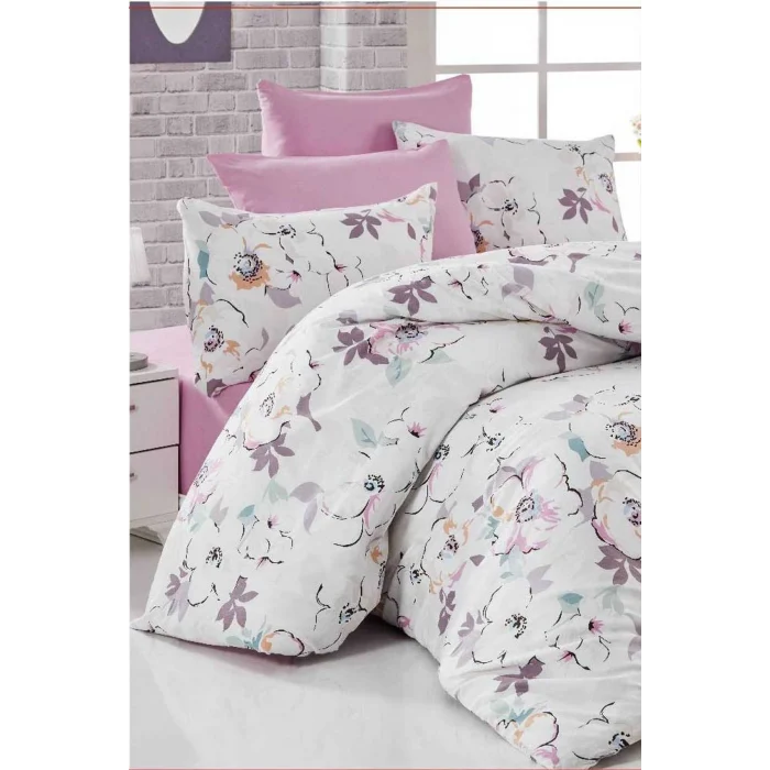 Çift Kişilik Nevresim Takımı Pamuklu Lavanta Baharı