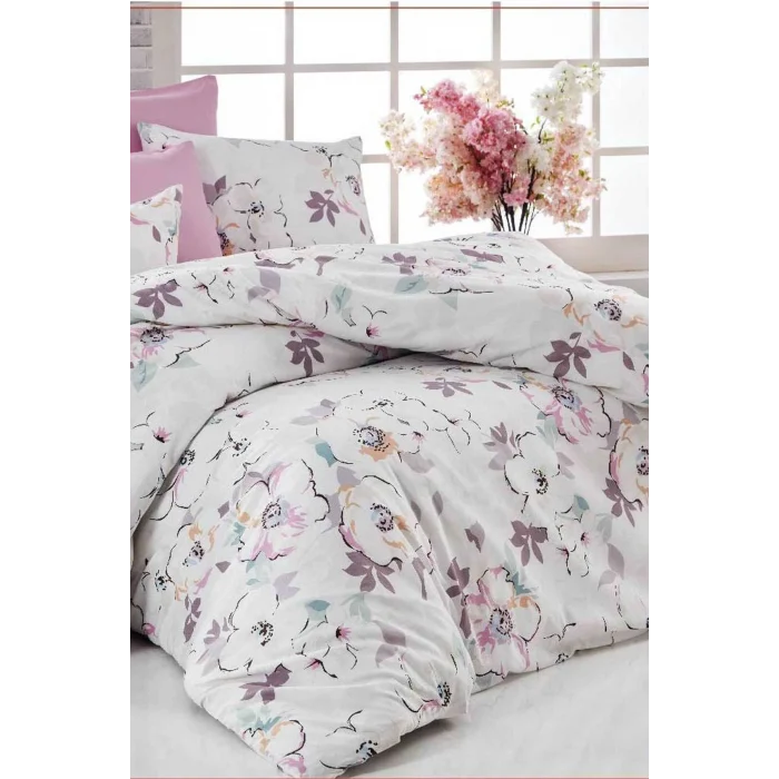 Çift Kişilik Nevresim Takımı Pamuklu Lavanta Baharı