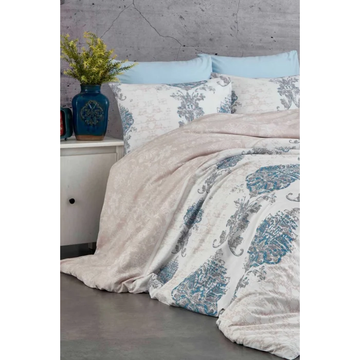 Çift Kişilik Nevresim Takımı Pamuklu Mavi Asalet