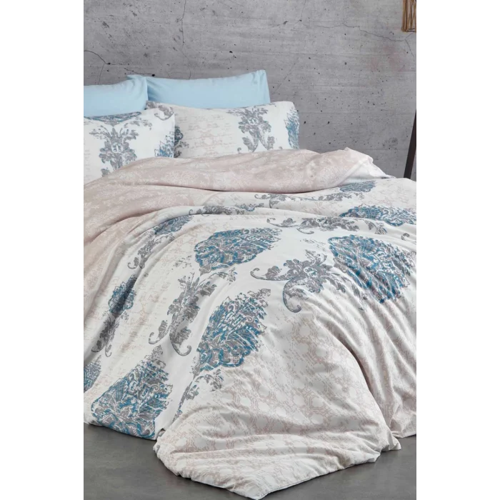 Çift Kişilik Nevresim Takımı Pamuklu Mavi Asalet