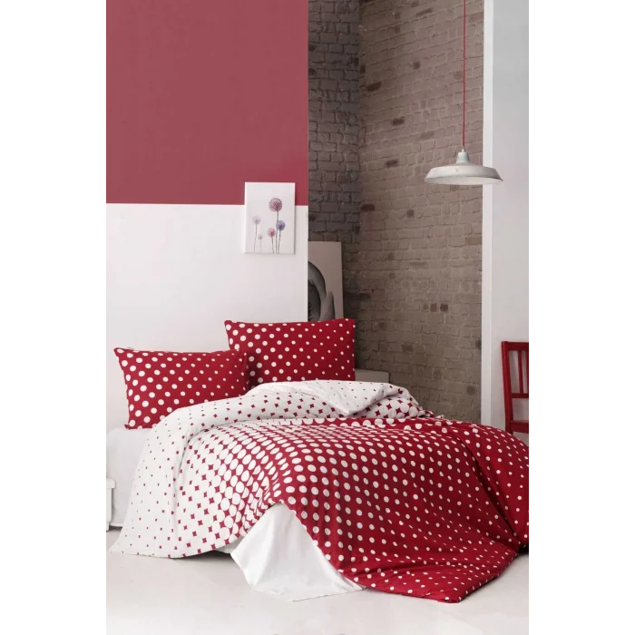 Çift Kişilik Nevresim Takımı Pamuklu Retro Puantiye