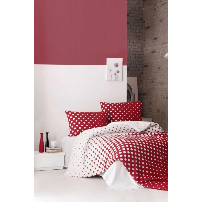 Çift Kişilik Nevresim Takımı Pamuklu Retro Puantiye