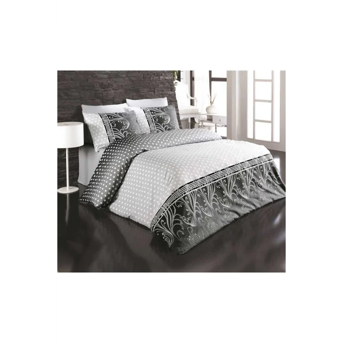 Çift Kişilik Nevresim Takımı Pamuklu Siyah İnci