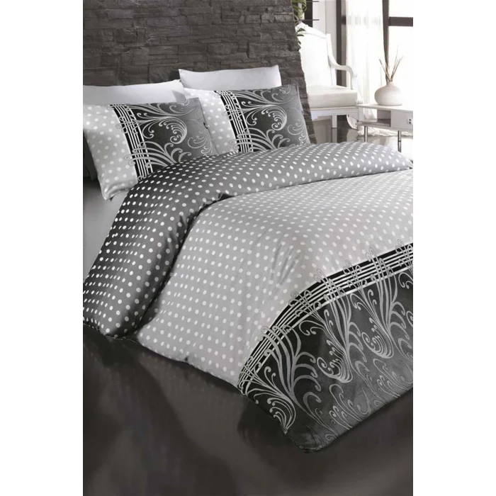 Çift Kişilik Nevresim Takımı Pamuklu Siyah İnci