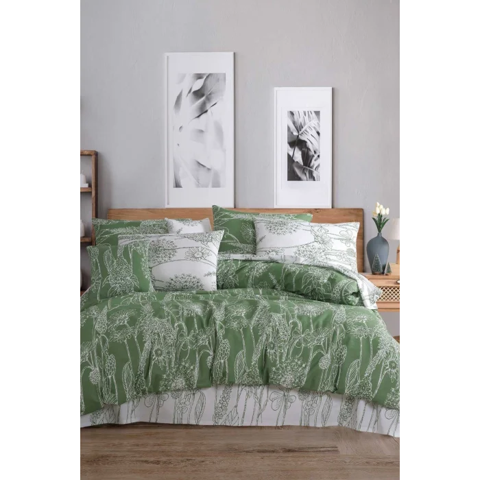 Çift Kişilik Nevresim Takımı Pamuklu Yeşil Düşler