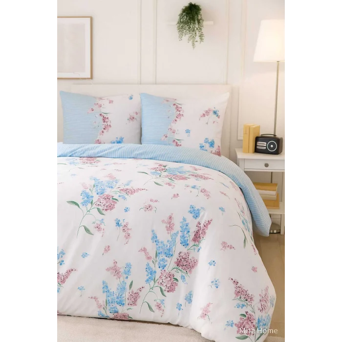 Çift Kişilik Pamuklu Nevresim Takımı Krizantem Desenli