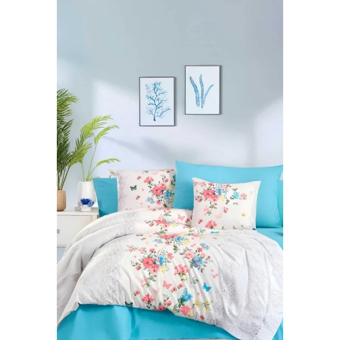 Çift Kişilik Ranforce Nevresim Takımı &#37;100 Pamuklu Butterfly