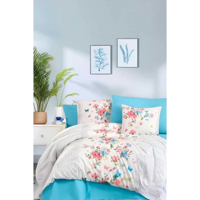 Çift Kişilik Ranforce Nevresim Takımı &#37;100 Pamuklu Butterfly