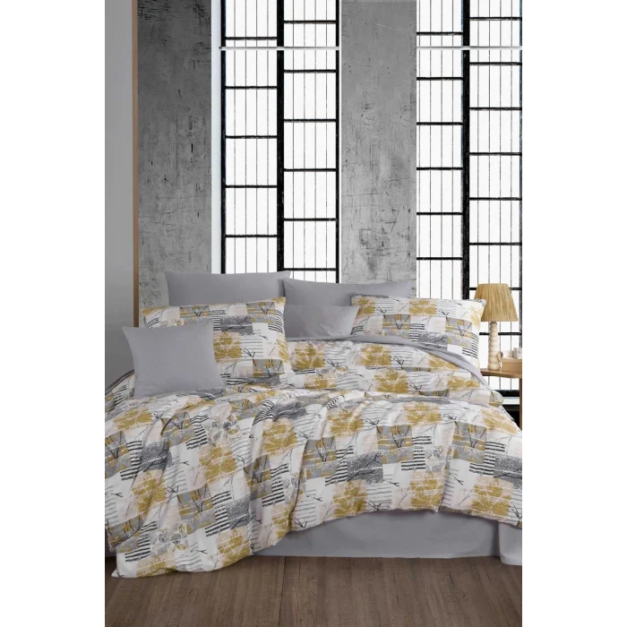 Çift Kişilik Ranforce Nevresim Takımı &#37;100 Pamuklu Serra Gri