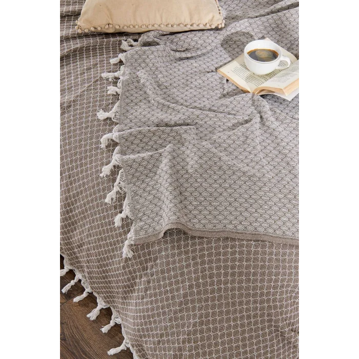 Çift Kişilik Yatak Pikesi Alice Kahverengi 200 x 230 Cm