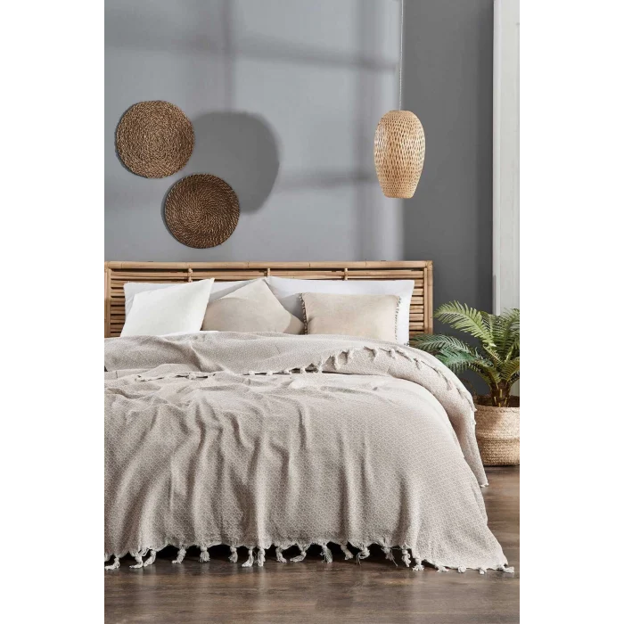 Çift Kişilik Yatak Pikesi Deniz Bej 200 x 230 Cm