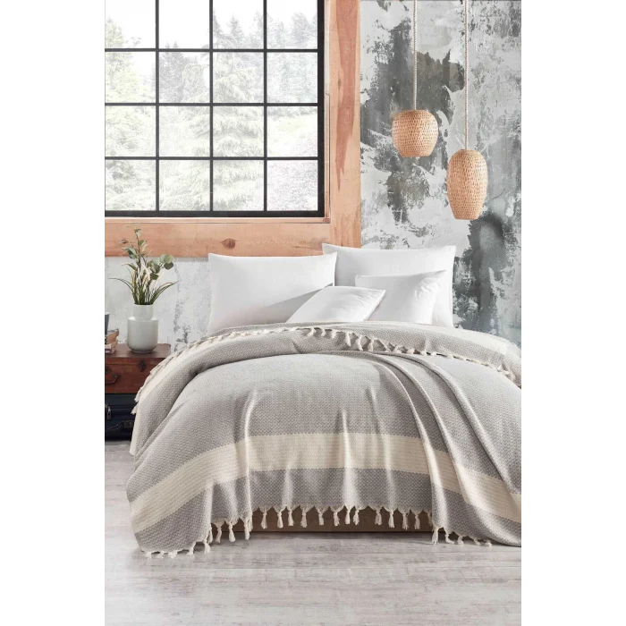 Çift Kişilik Yatak Pikesi Luna Açık Gri 200 x 230 Cm