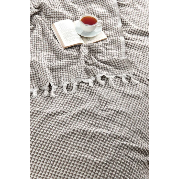 Çift Kişilik Yatak Pikesi Piramit Kahve 200 x 230 Cm