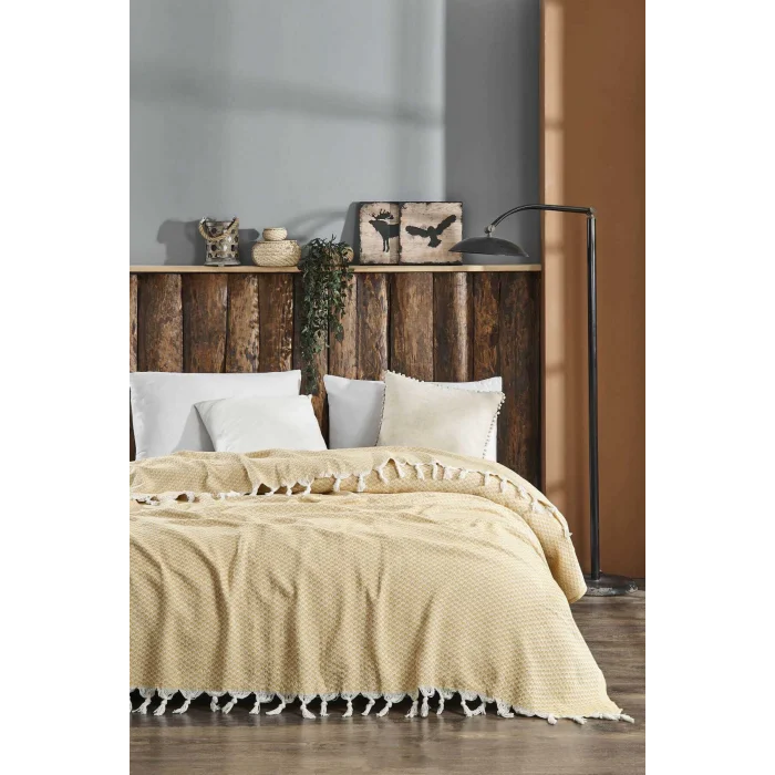 Çift Kişilik Yatak Pikesi Yelda Sarı 200 x 230 Cm