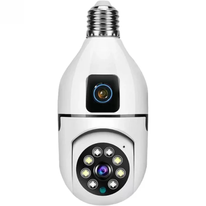 Çift Lensli Duy Girişli Kablosuz Ampul Kamera