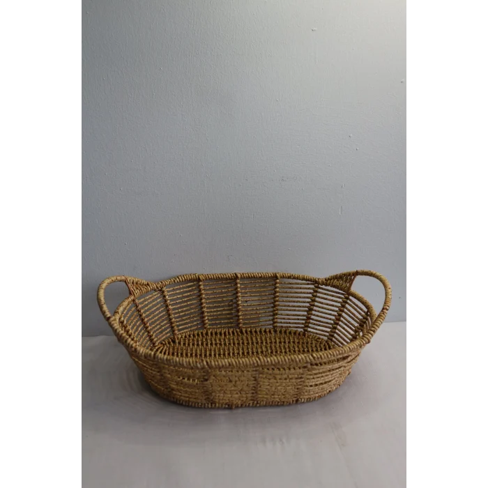 Clk Saplı Oval Kucuk Hasır Sepet 28*21 1034
