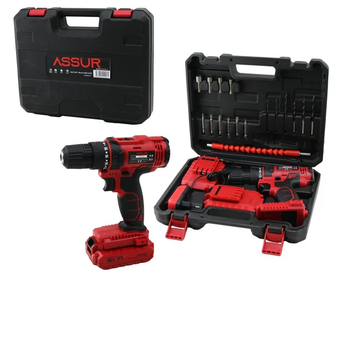 Darbeli Kırmızı Şarjlı - Yedek Batarya Matkap Seti Çantalı Ld18