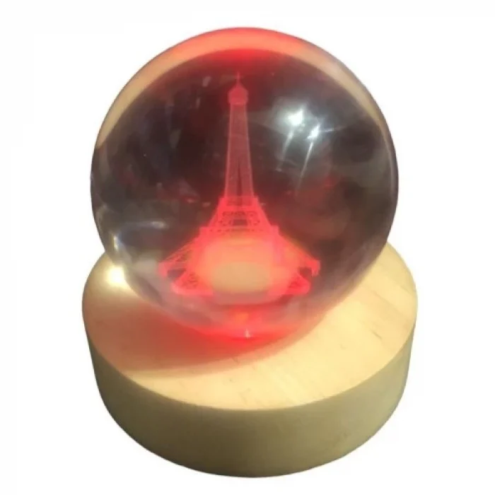 Dekoratif Eyfel Kulesi Tasarımlı Işıklı Cam Küre