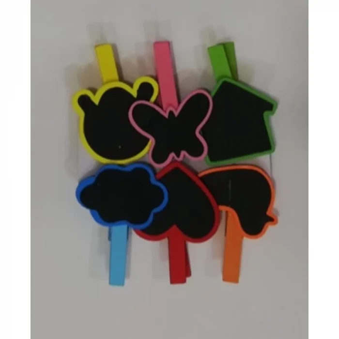 Desenli Notlu Ahşap Mandal (6lı Set - 10 Paket)