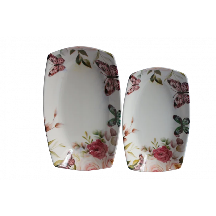 Dijital Baskılı 2li Dikdörtgen Kayık Tabak