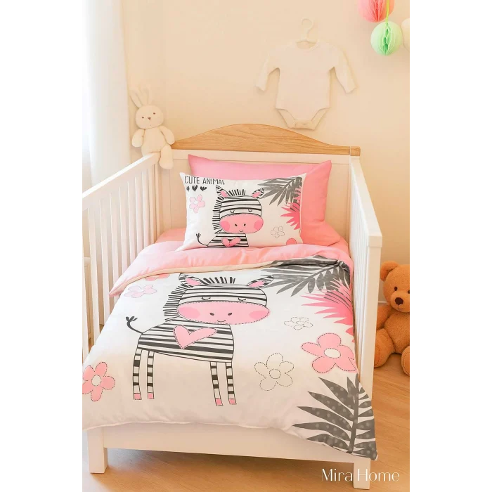 Dijital Baskılı 3d Pamuklu Yenidoğan Bebek Nevresim Takımı Baby Zebra
