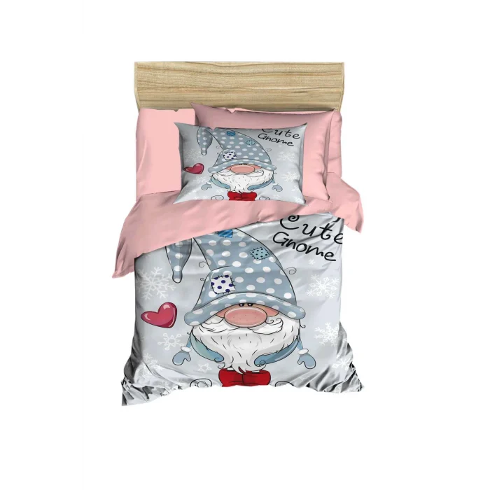 Dijital Baskılı 3d Pamuklu Yenidoğan Bebek Nevresim Takımı Cute Gnome Pink