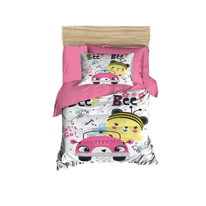 Dijital Baskılı 3d Pamuklu Yenidoğan Bebek Nevresim Takımı Lets Go Bee