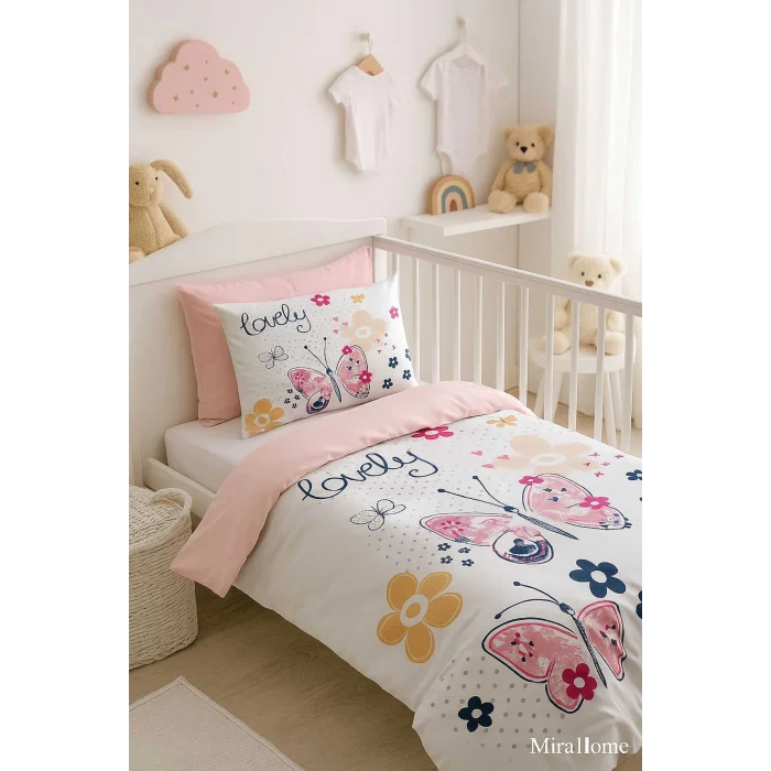 Dijital Baskılı 3d Pamuklu Yenidoğan Bebek Nevresim Takımı Lovely Butterfly