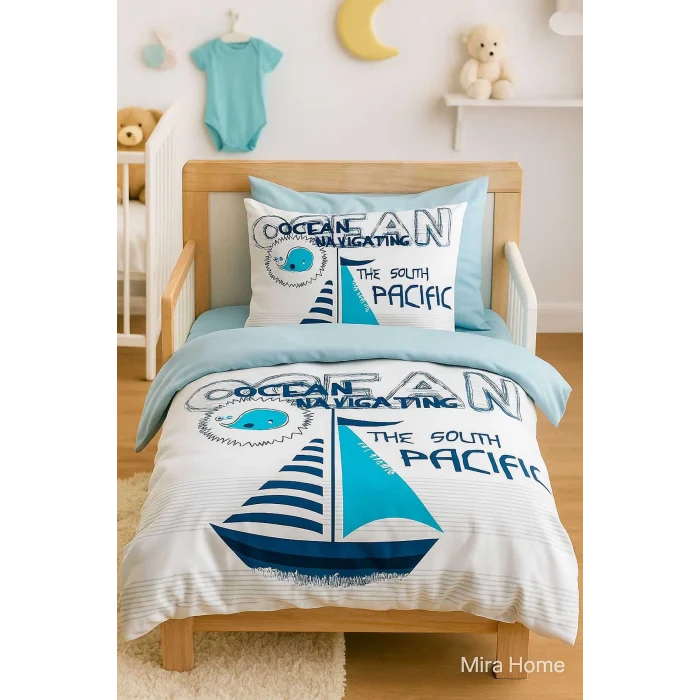 Dijital Baskılı 3d Pamuklu Yenidoğan Bebek Nevresim Takımı South Pasific