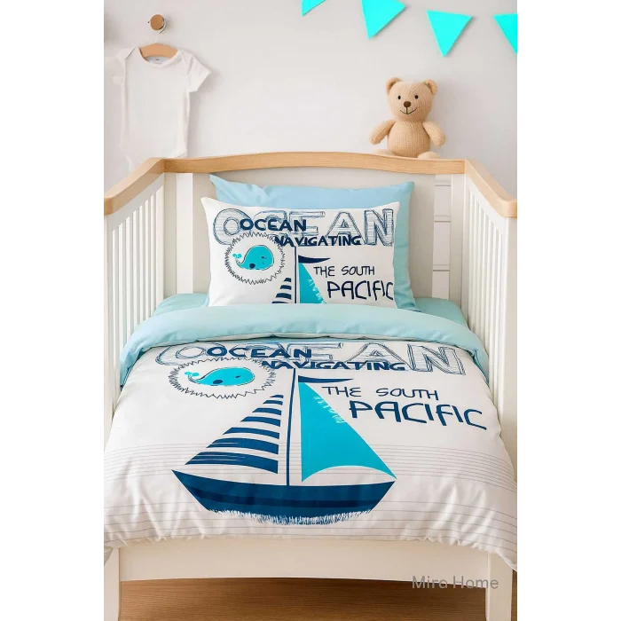 Dijital Baskılı 3d Pamuklu Yenidoğan Bebek Nevresim Takımı South Pasific