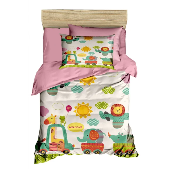 Dijital Baskılı 3d Pamuklu Yenidoğan Bebek Nevresim Takımı Welcome Zoo